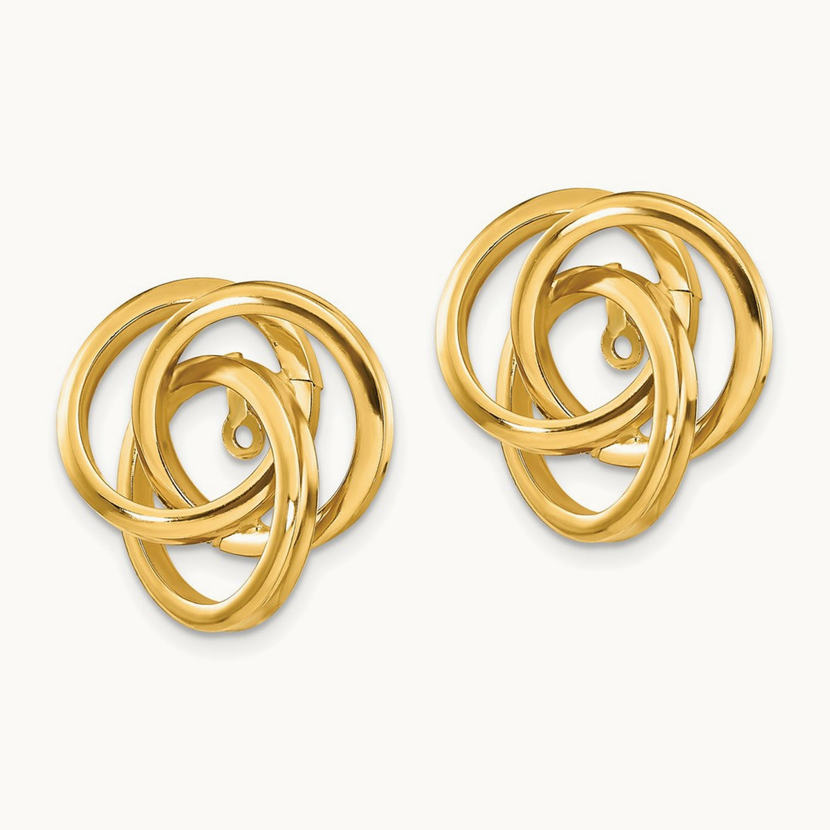 Polished Love Knot Earring Jackets — 14K Yellow Gold, 18mm