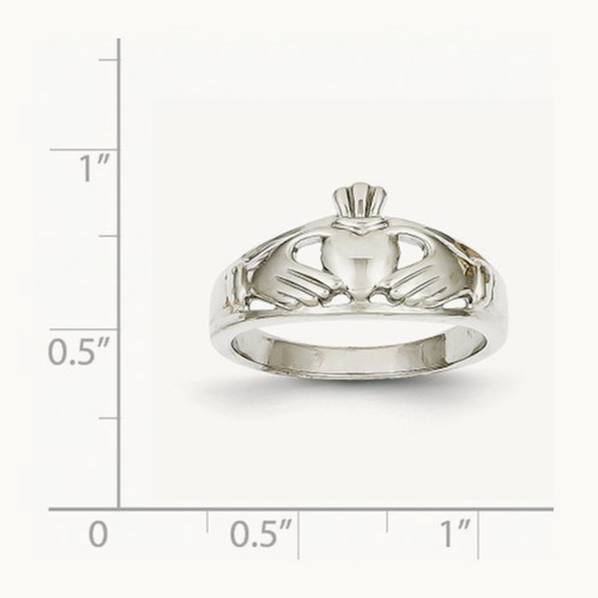 Ladies Claddagh Ring, 14K White Gold