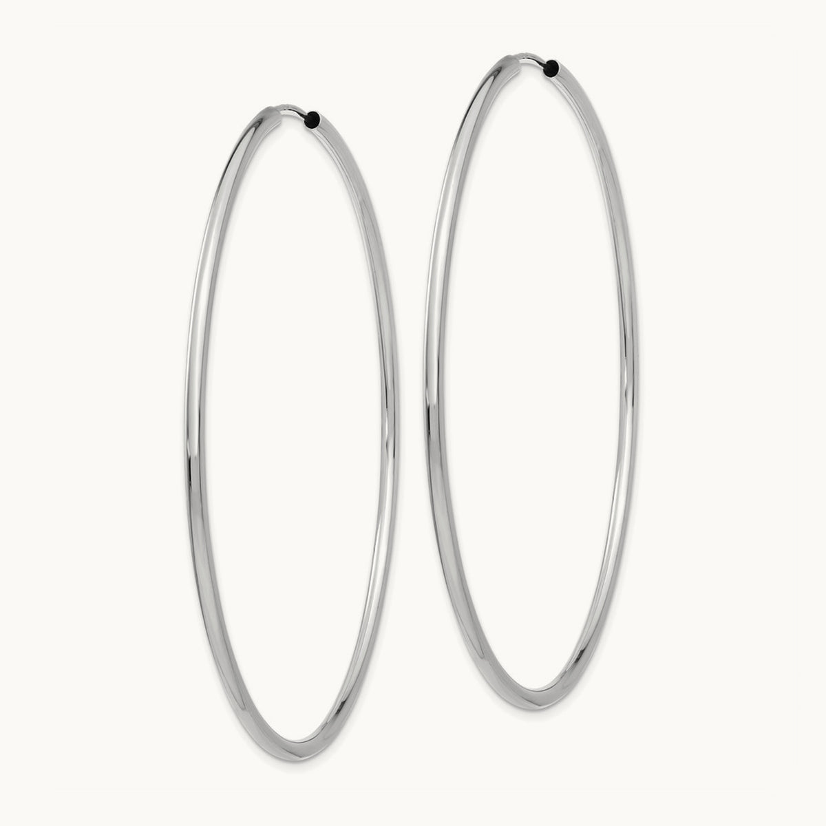 Polished Endless Hoop Earrings, 2mm, 14K White Gold