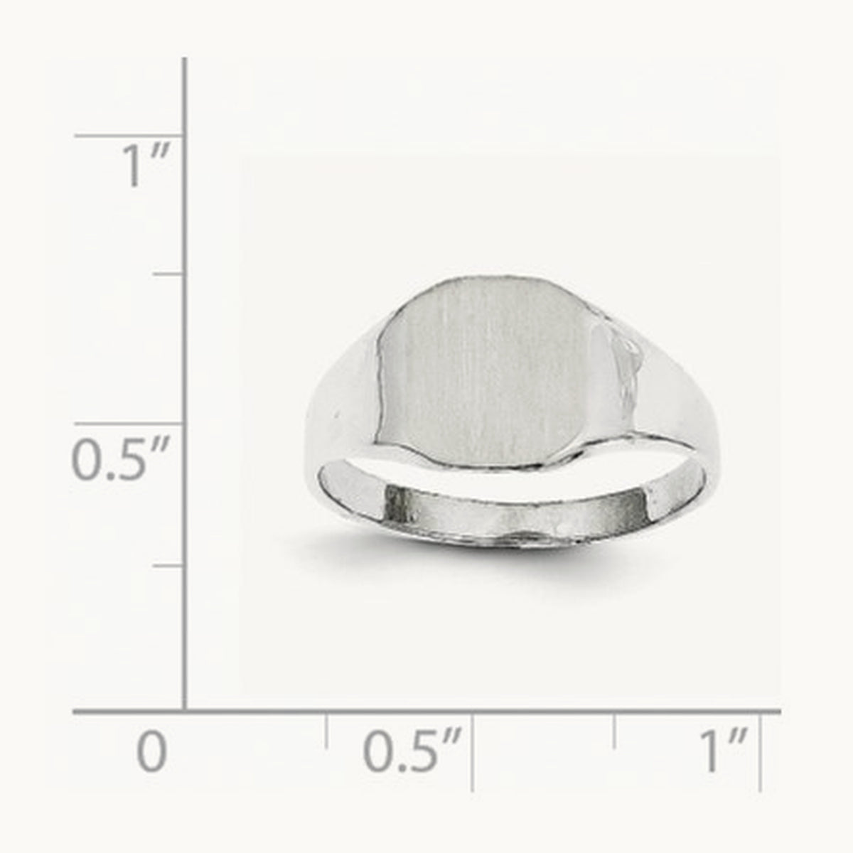 8.5x8. Closed Back Signet Ring, 5mm, 14K White Gold