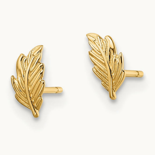 Madi K Leaf Post Earrings, 14K