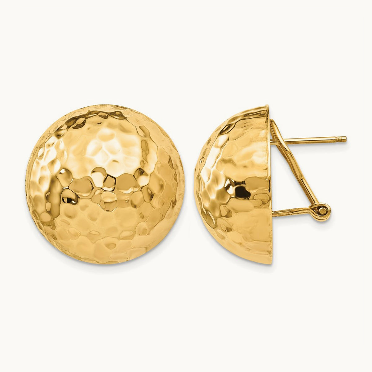 Hammered Omega Back Post Earrings — 22mm