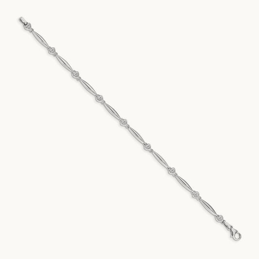 Diamond Heart Bracelet, 14K White Gold