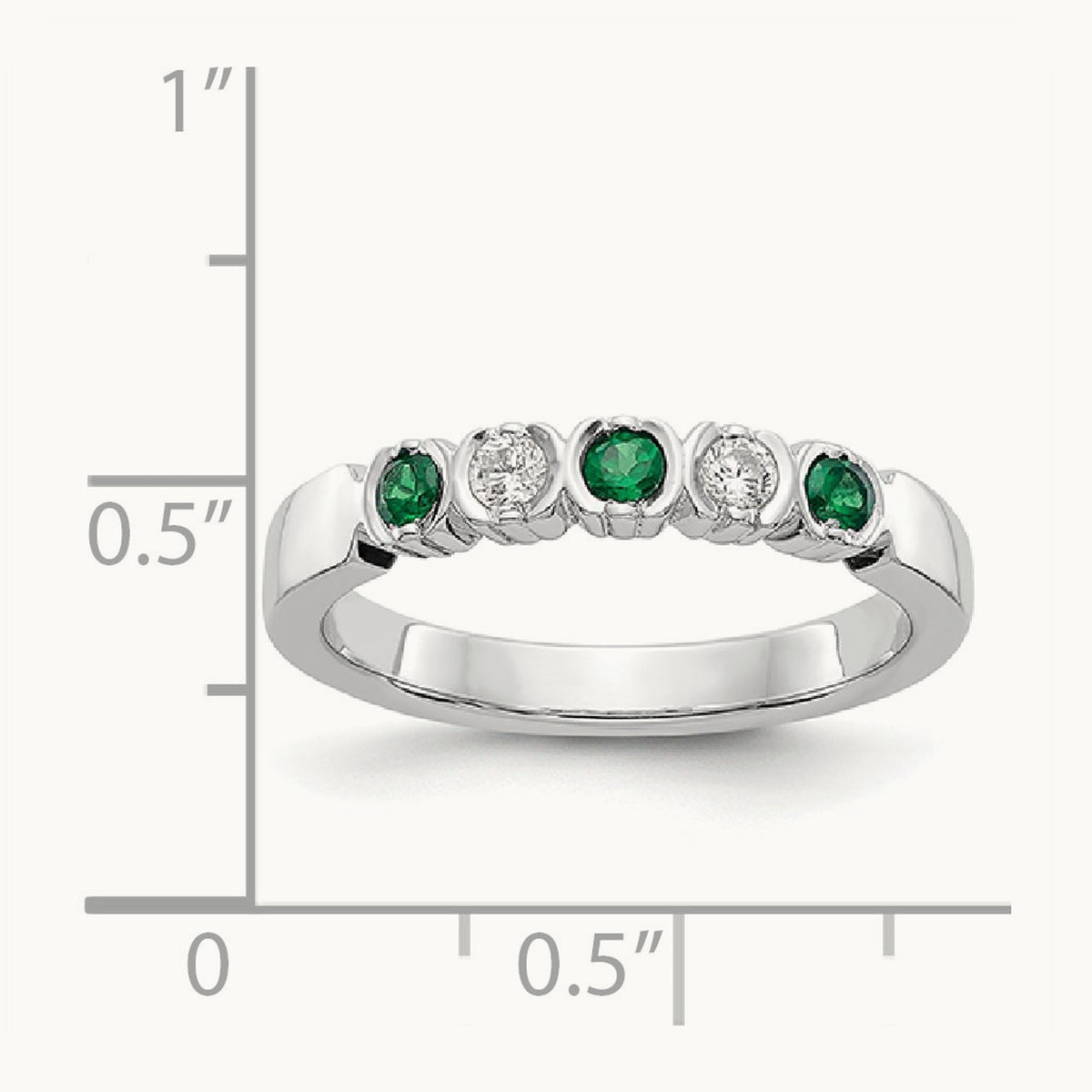 Diamond with Emerald Band — 14K White Gold, 7