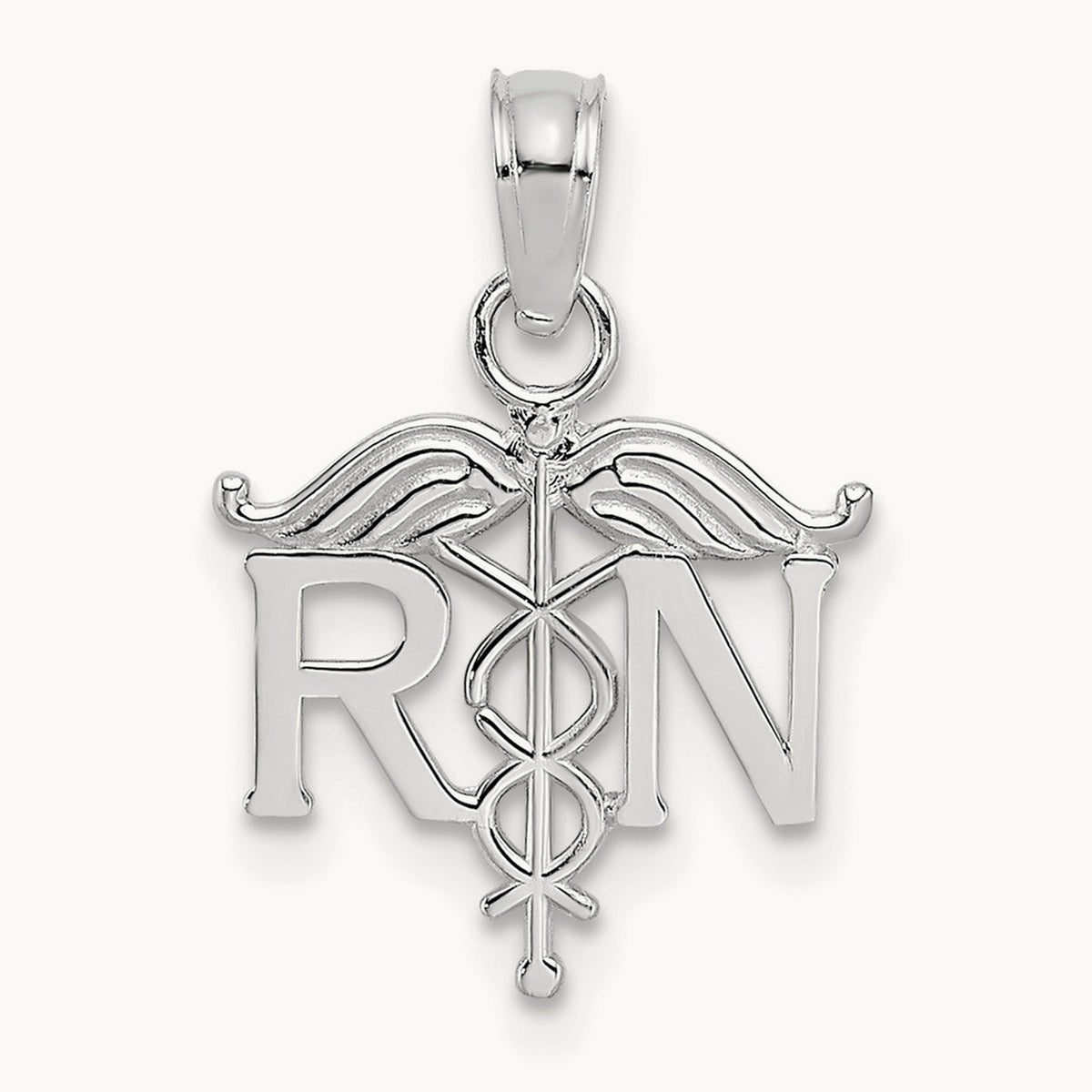 RN Registered Nurse Pendant — 14K White Gold