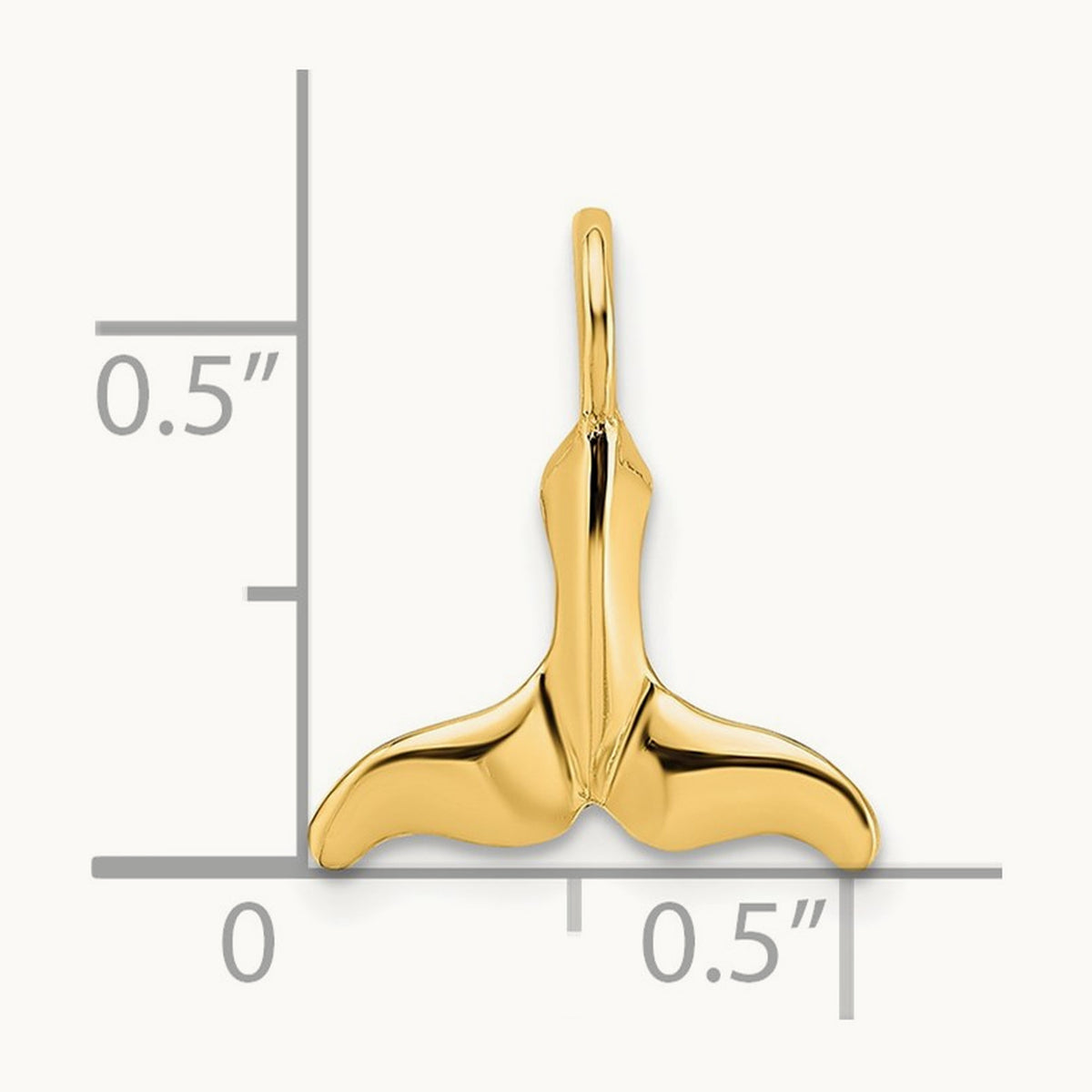 Polished Mini Whale Tail Charm — 17mm