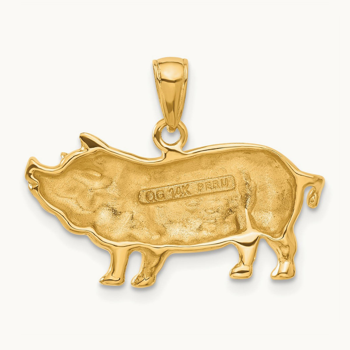 Pot Belly Pig Pendant, 14K