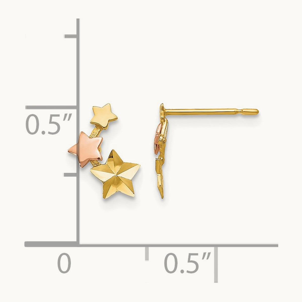 & Rose Gold Madi K D/C Children's Star Post Earrings, 14K Yellow