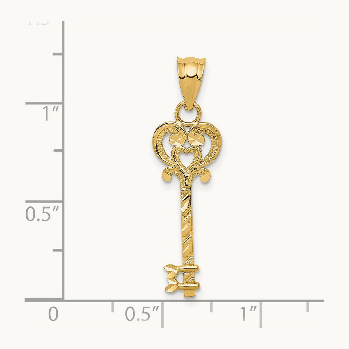 Diamond-cut Key Pendant, 14K