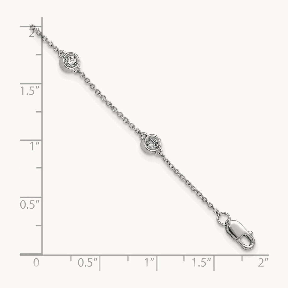 Diamond Station Cable Bracelet, 14K White Gold