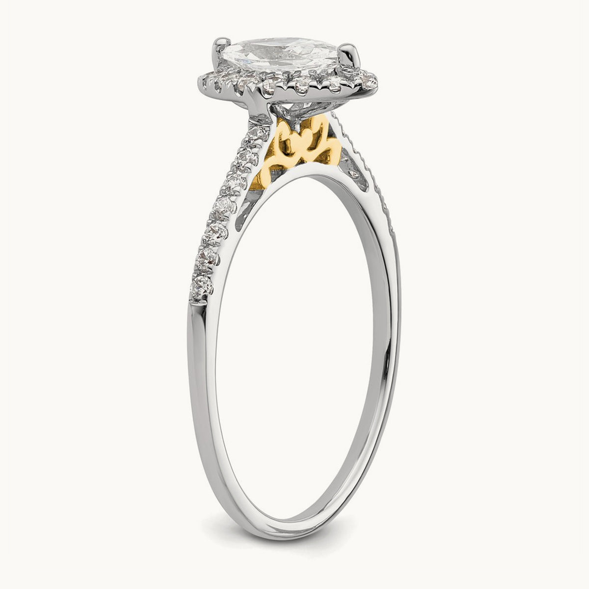Marquise Halo Semi-Mount Engagement Ring, 0.25 ct tw — 1/4 ct, 14K Two-Tone