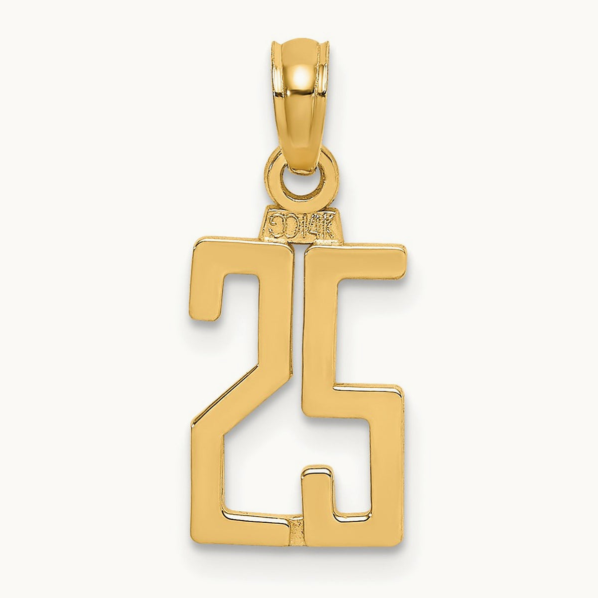 Polished Number 25 Pendant, Small in 14K Yellow Gold
