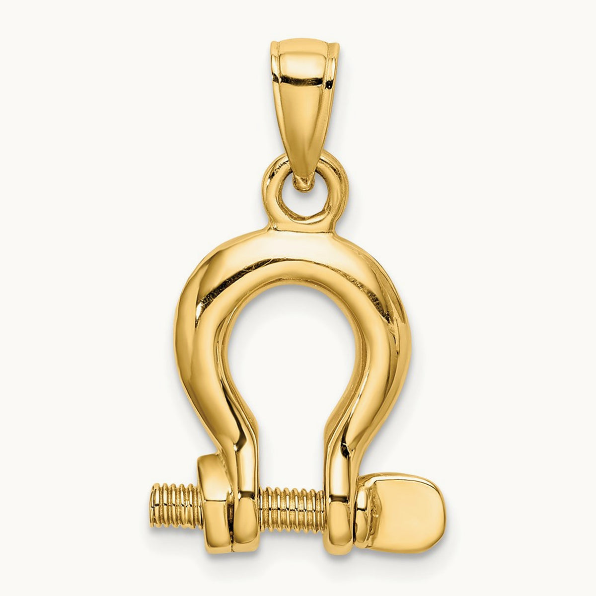 3-D Medium Shackle Link Screw Charm, 14K