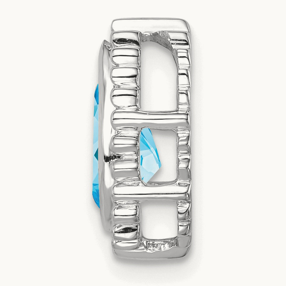 Pear Blue Topaz Chain Slide — 14K White Gold
