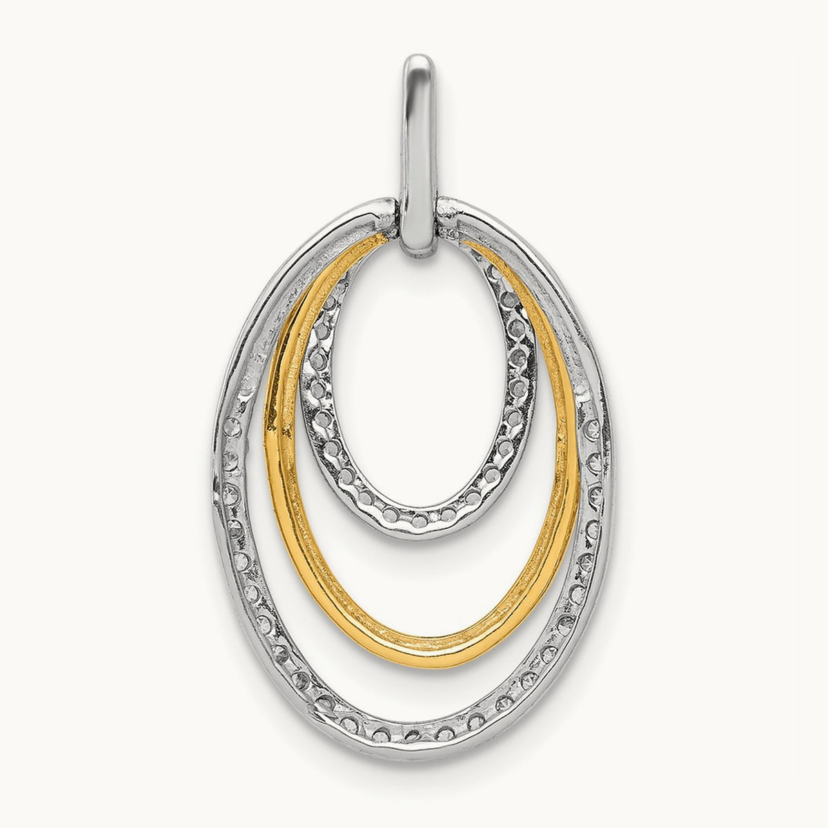 1/4ct. Diamond Fancy Triple Oval Pendant, 14K Two-tone
