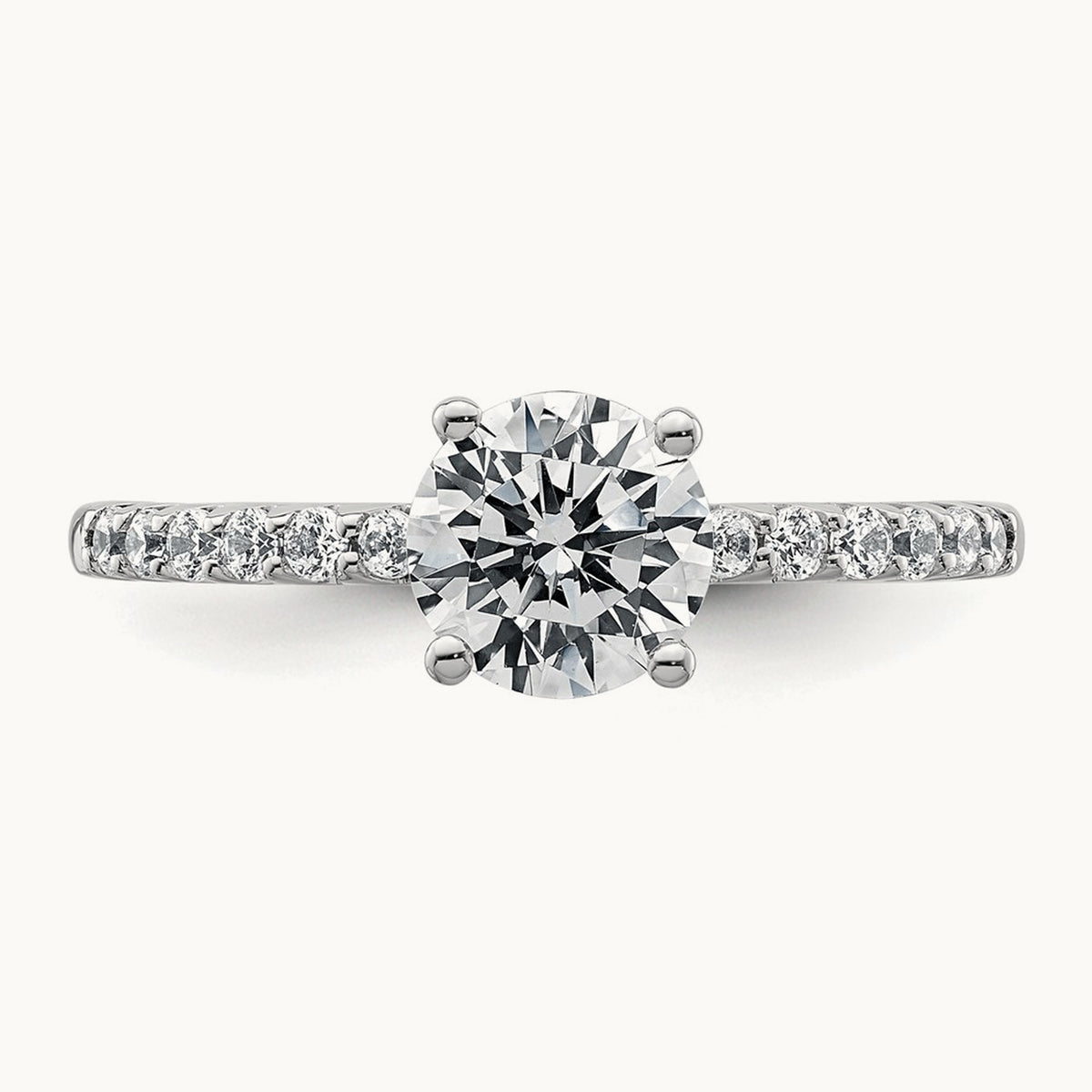 Round Engagement Ring, 1.25-2.75 ct tw Lab-Grown Diamond — 1 1/4 ct, 14K White Gold