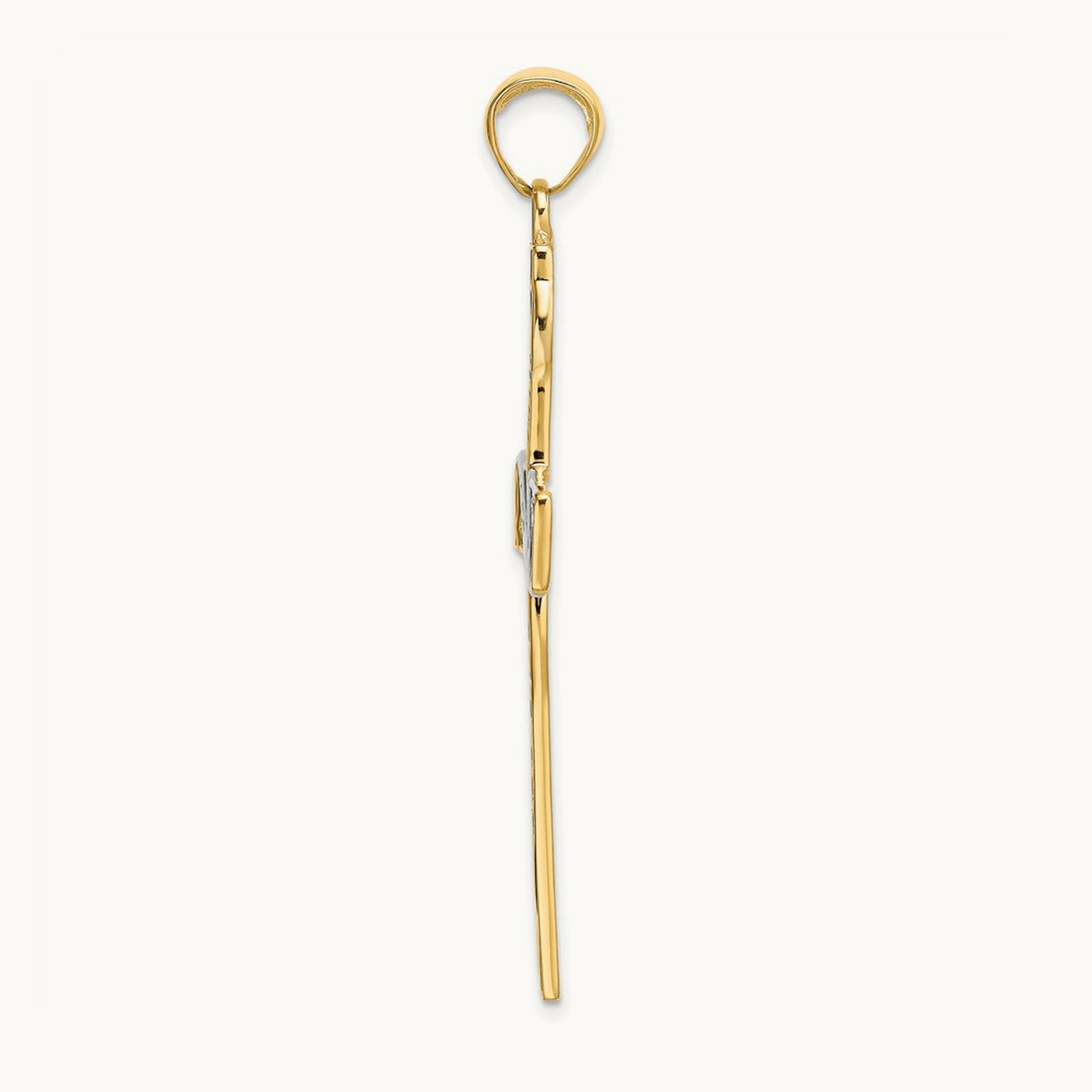 w/Rhodium HOPE FAITH LOVE BELIEVE Cross Pendant, 14K