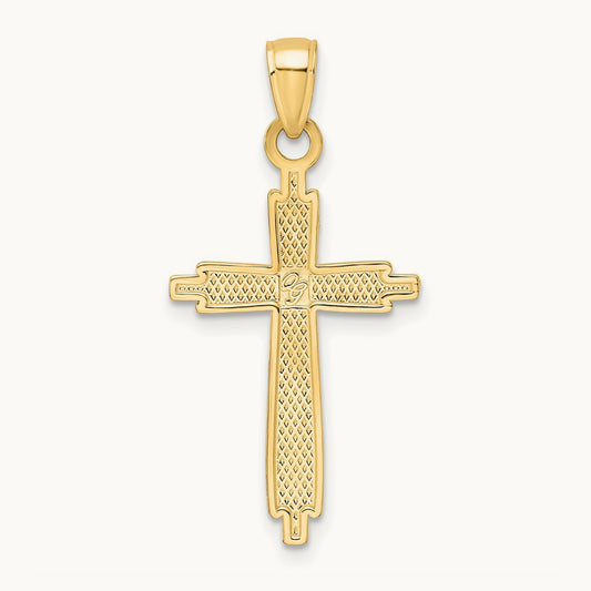 Polished & Textured Fancy Cross Pendant — 34mm