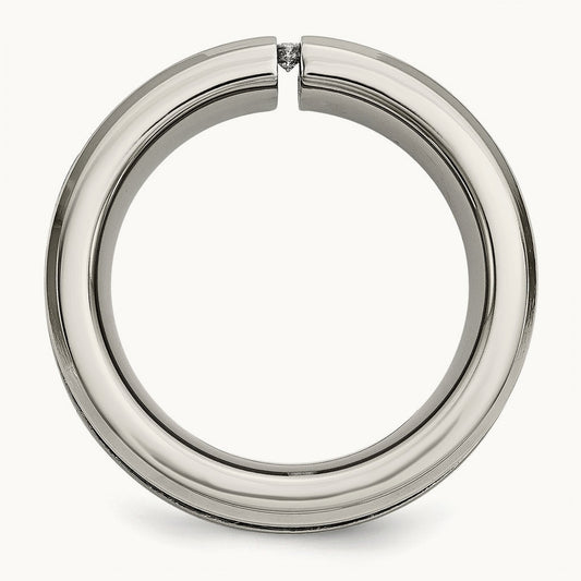 Brushed/Polished Black IP Cable 1/20ct Diamond Band, 10mm, Titanium