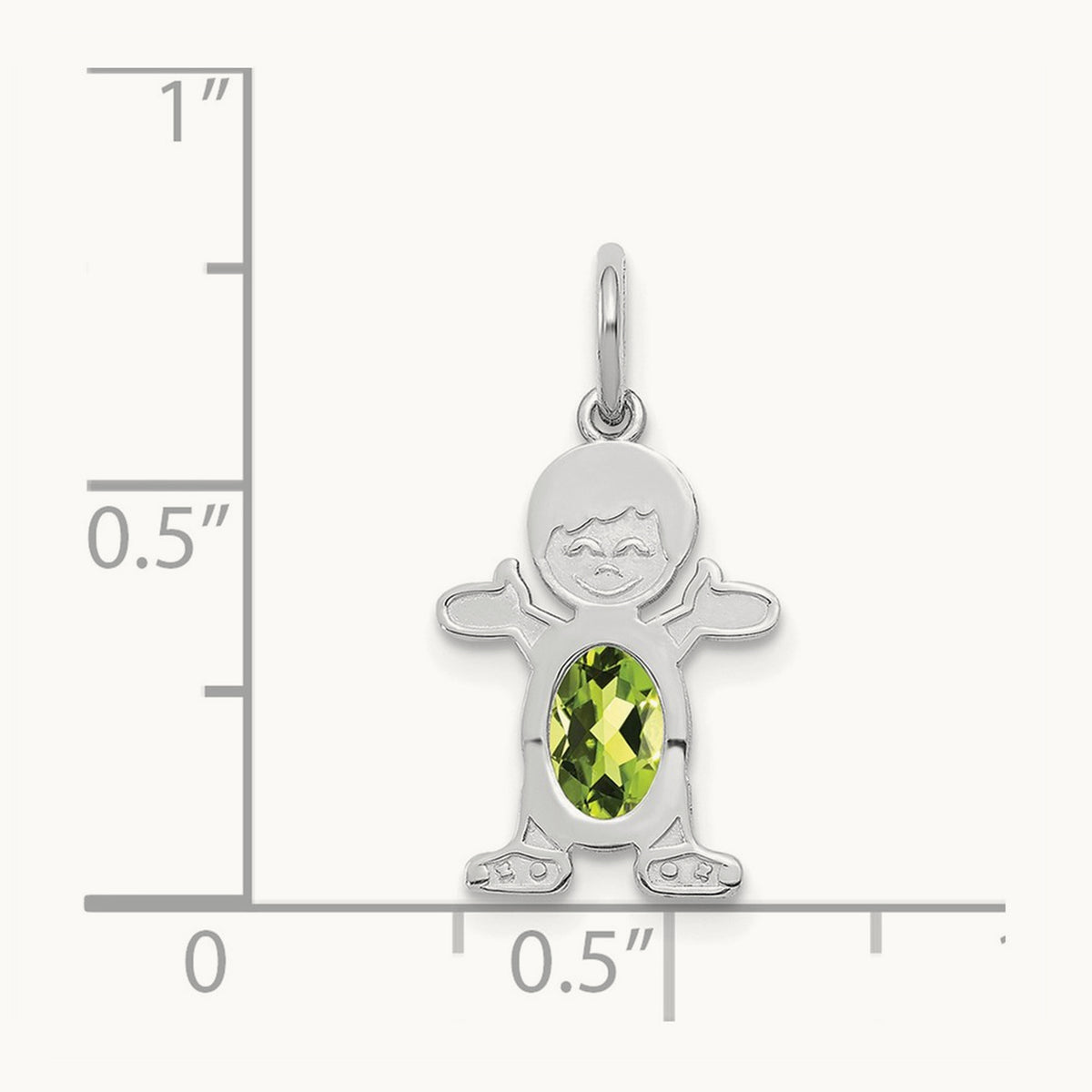 Boy 6x4 Oval Genuine Peridot-August — 14K White Gold