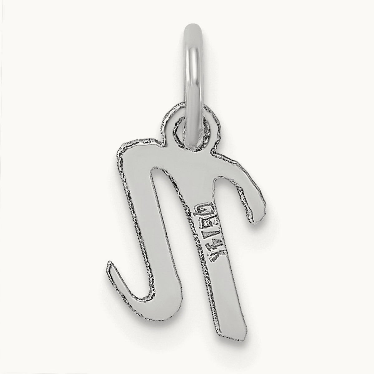 Small Script Letter N Initial Charm, 14K White Gold