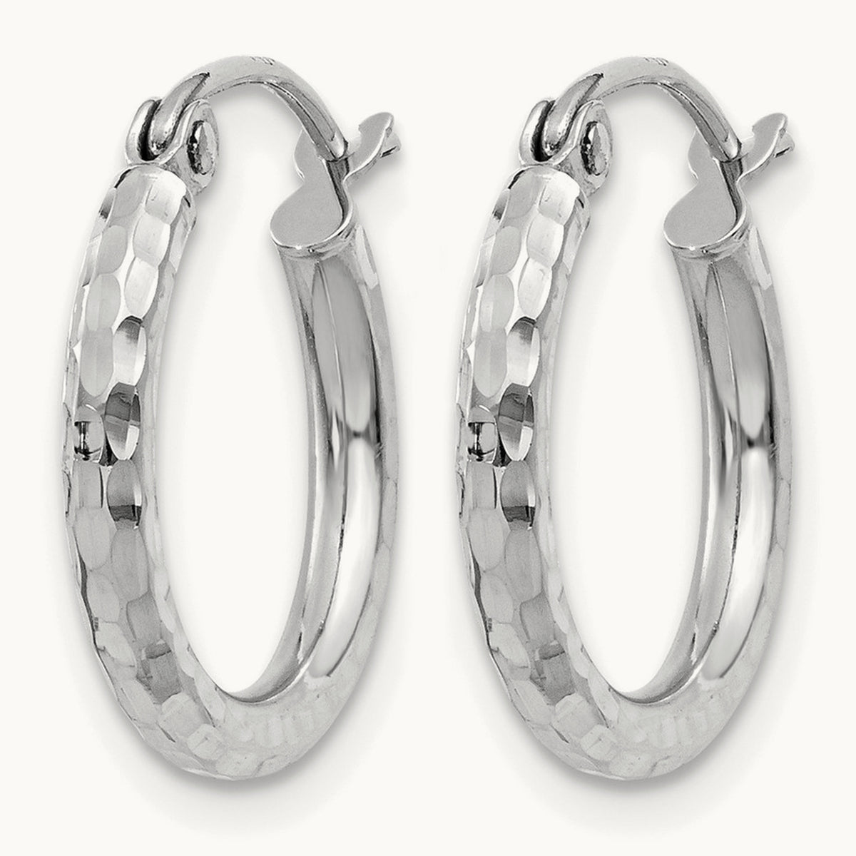 Diamond-cut Round Tube Hoop Earrings, 2mm, 14K White Gold — Leslie's