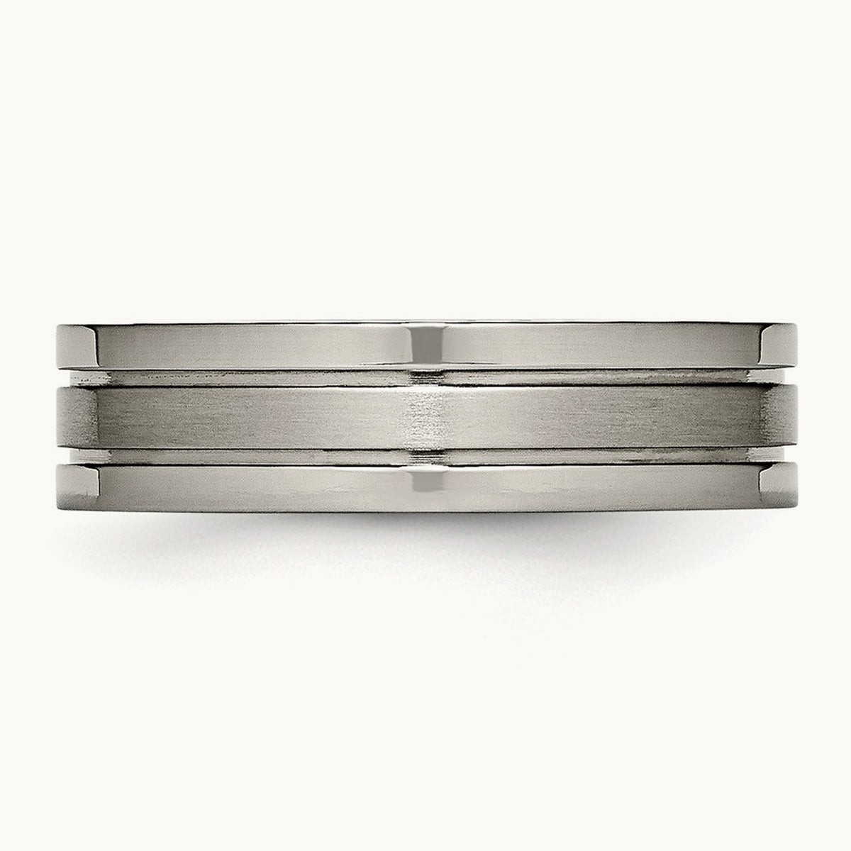 Brushed Center Grooved Band, 6mm, Titanium