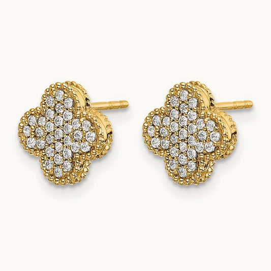 Quatrefoil Post Earrings, 0.25 ct tw Lab-Grown Diamond