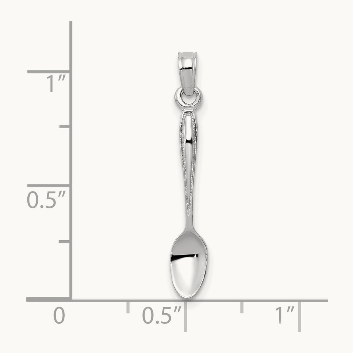 3-D Table Spoon Pendant — 14K White Gold