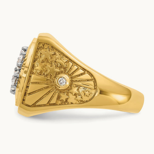 14ktt w/ Blk Enamel IBGoodman Men's D/C Stars & Stripes Dia Cluster Ring