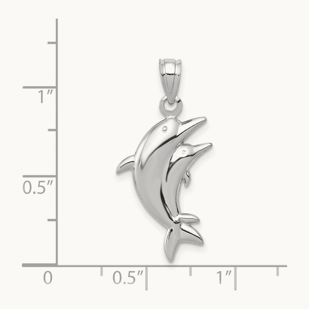 Dolphin Pair Pendant — 14K White Gold