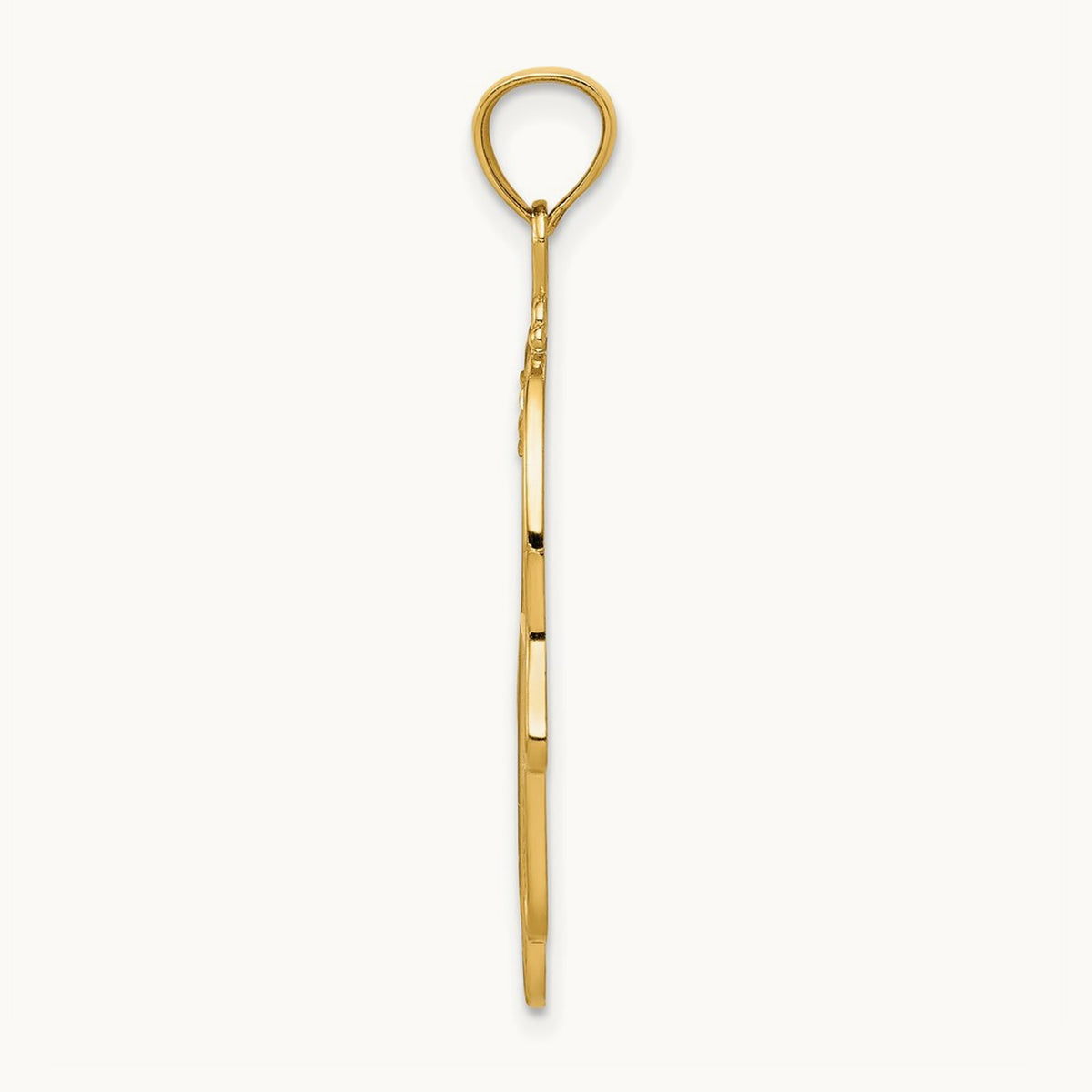 Diamond-cut Filigree Chamseh Pendant, 14K