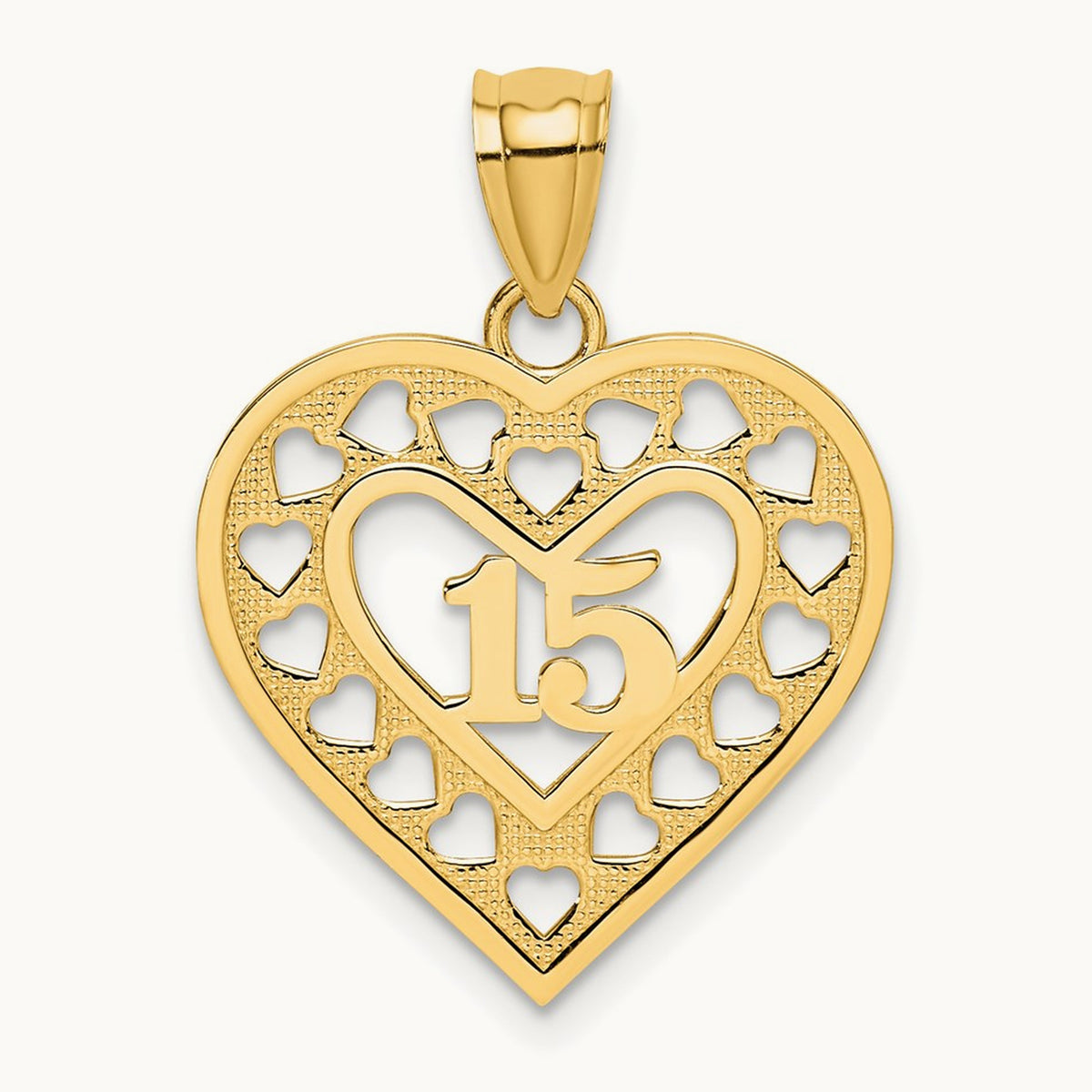 15 in Cut-out Heart charm, 14K