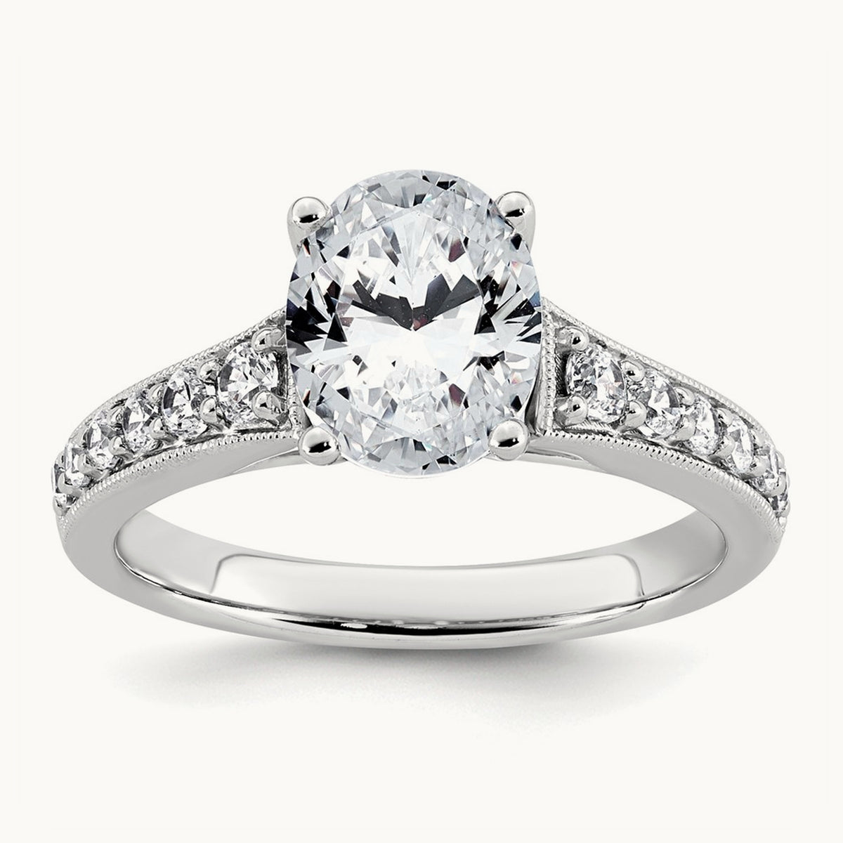Oval Engagement Ring, 1.75 ct tw Lab-Grown Diamond — 14K White Gold