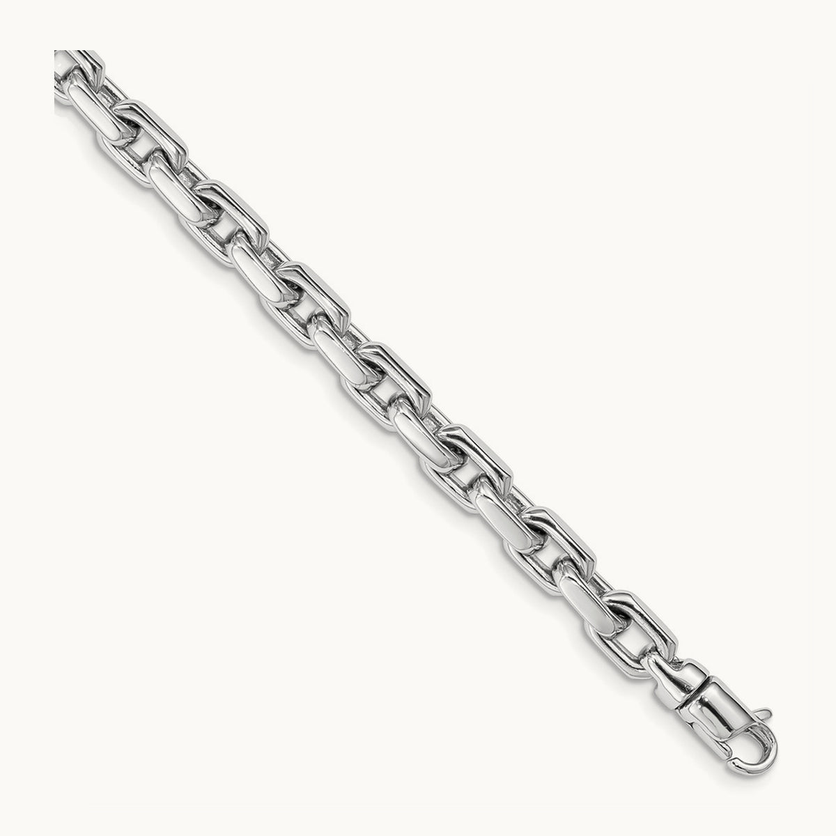 Hand-polished Fancy Link Bracelet, 5.3mm, 14K White Gold