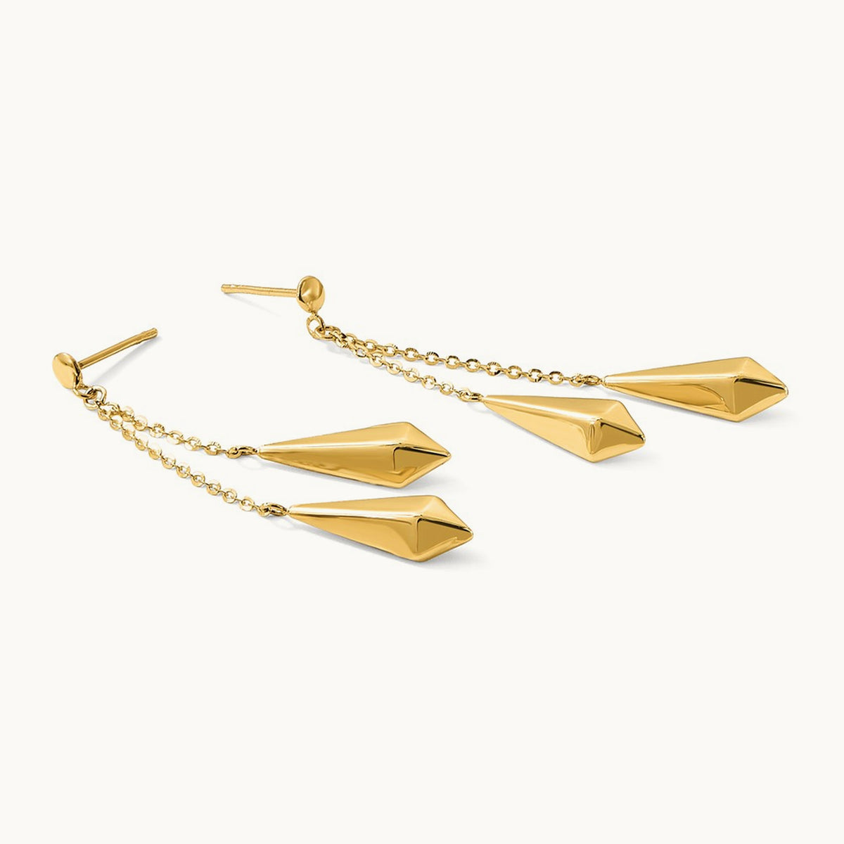 Polished Post Dangle Earrings, 14K — Leslie's