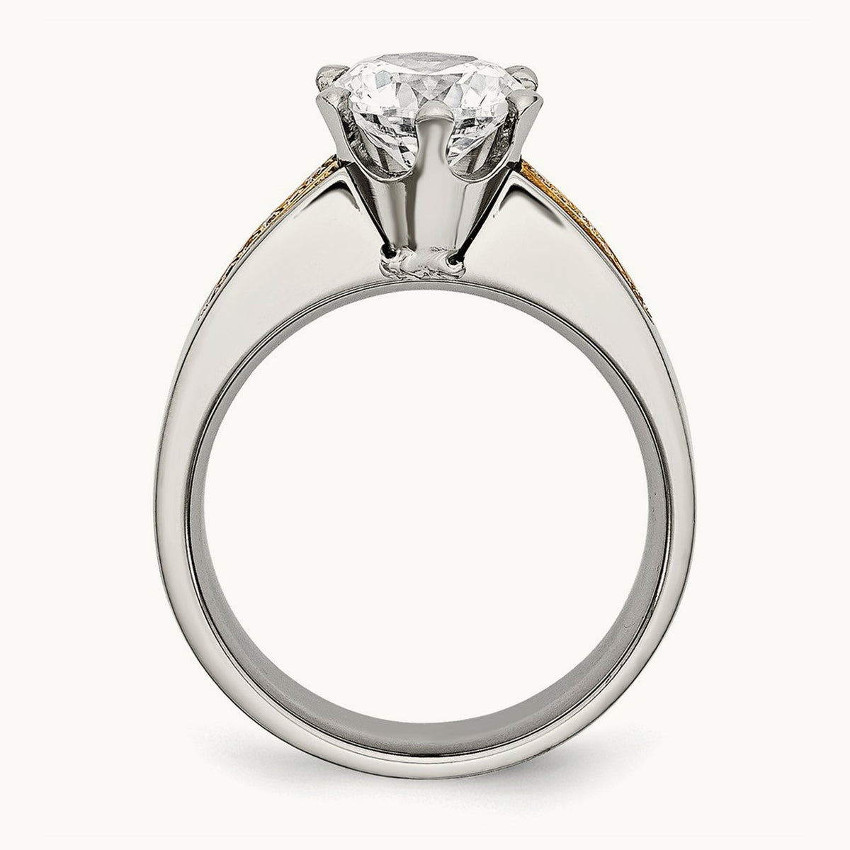 Titanium Polished with Inlay Accent CZ Ring