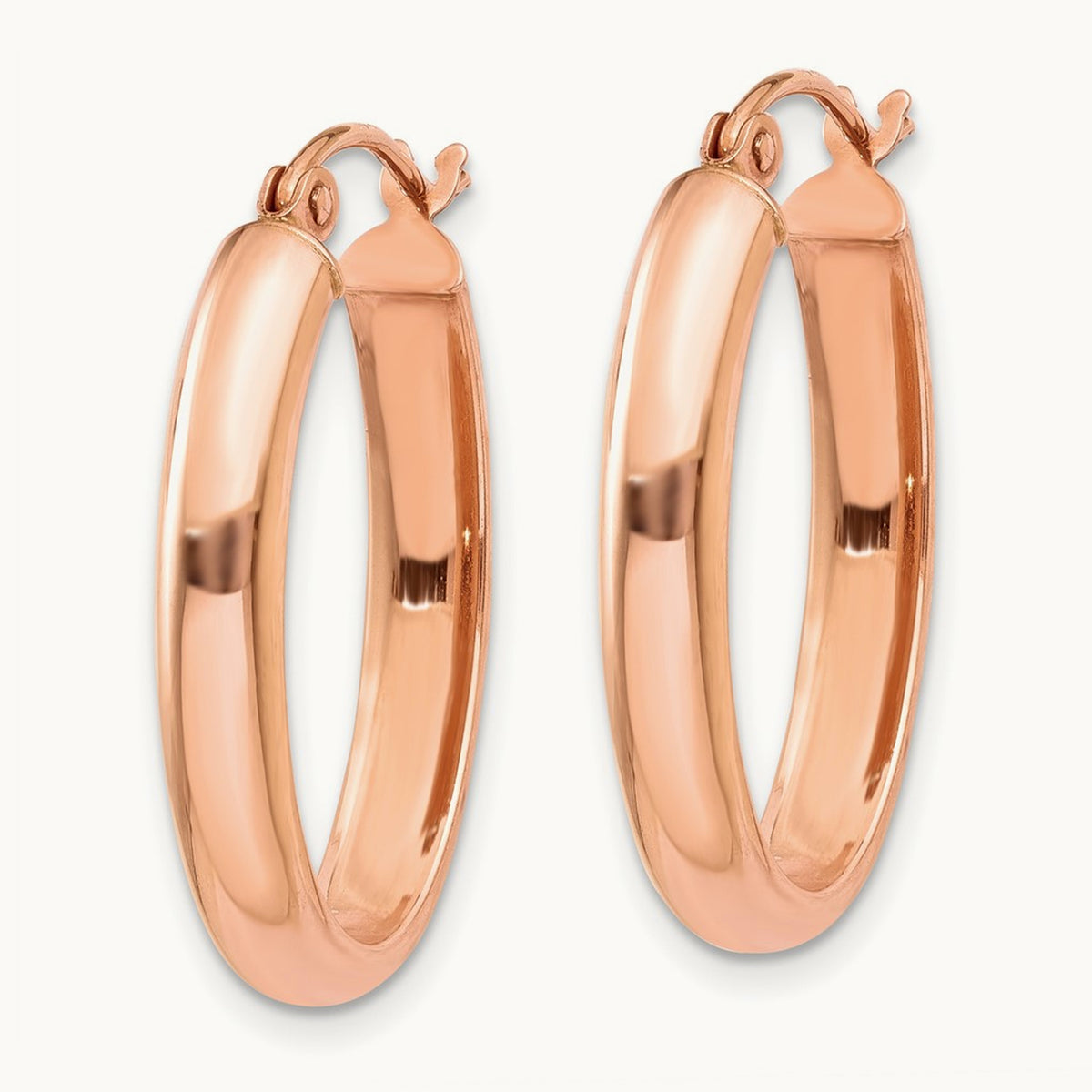 Polished Half-Round Oval Hoop Earrings — 16mm