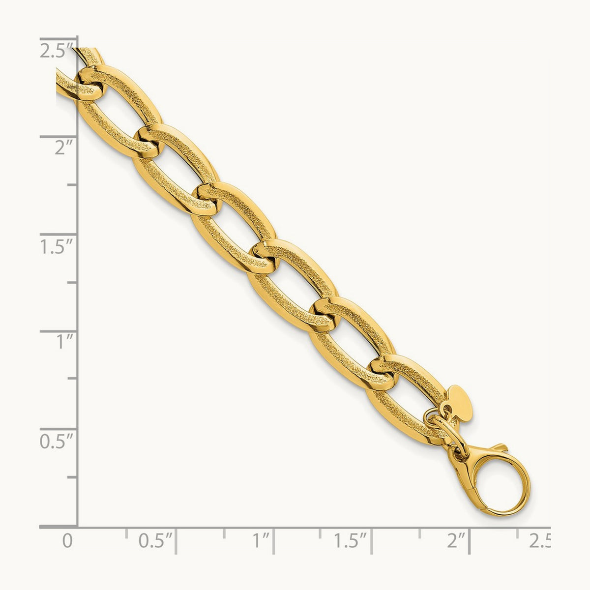 Polished And Textured Long Curb 7.5in Bracelet, 14K