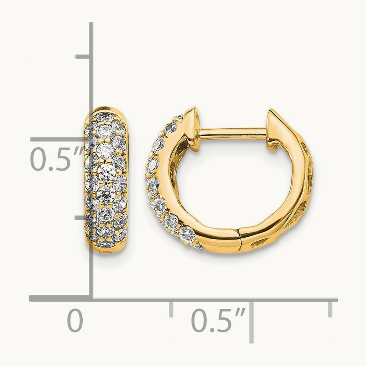 Diamond Hinged Hoop Earrings, 14K Yellow Gold