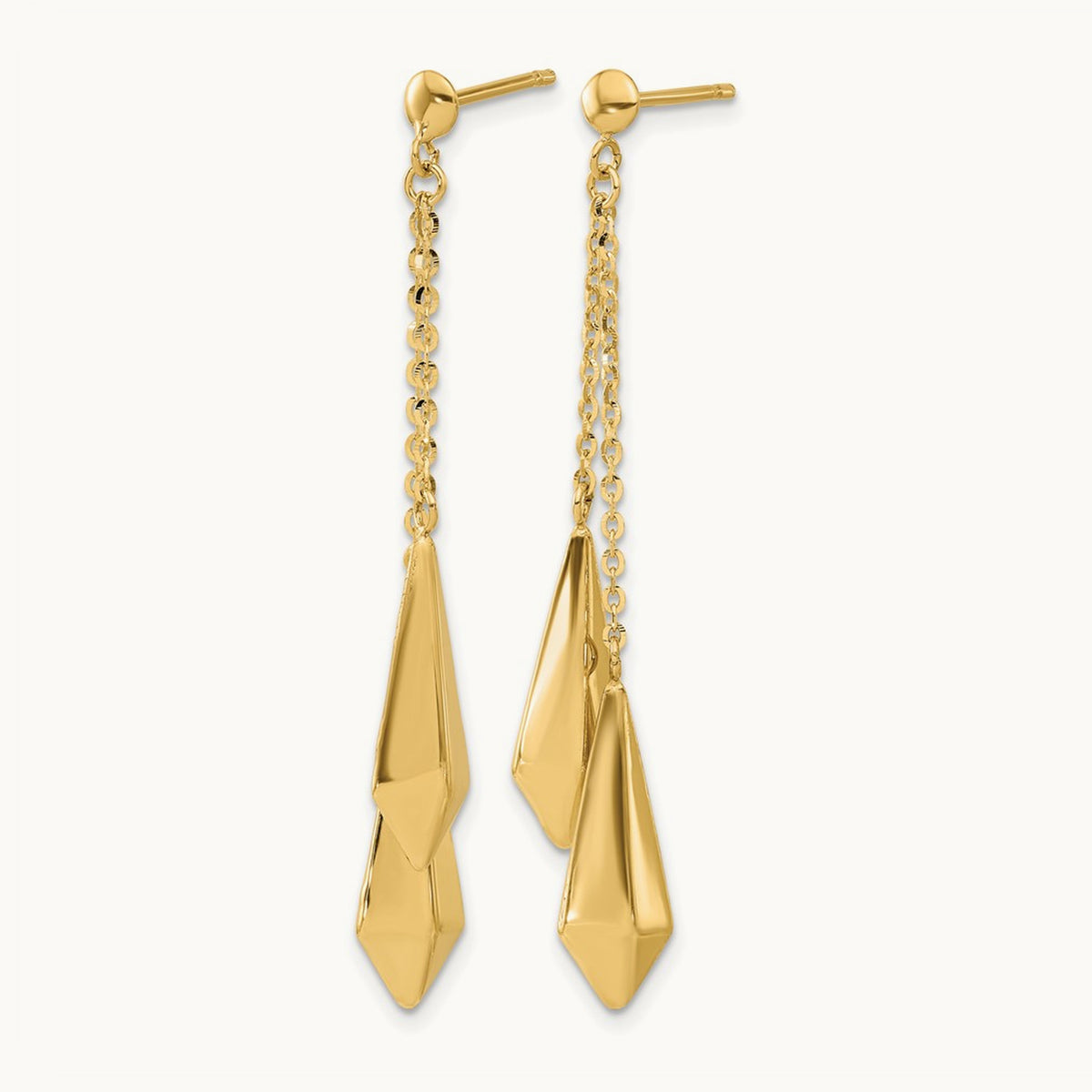 Polished Post Dangle Earrings, 14K — Leslie's