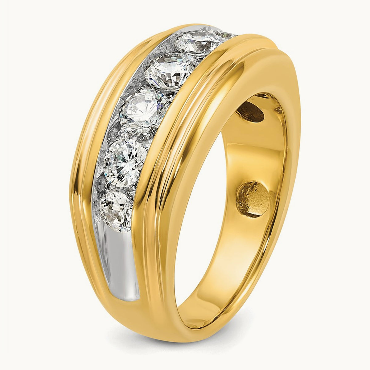 w/ RH IBGoodman Men's Polished & Grooved Diamond Ring — photo set