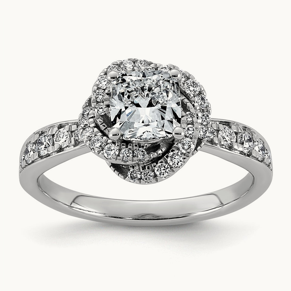 Cushion Center Swirl Halo Ring, 1 3/8-3 3/8 ct Lab-Grown Diamond