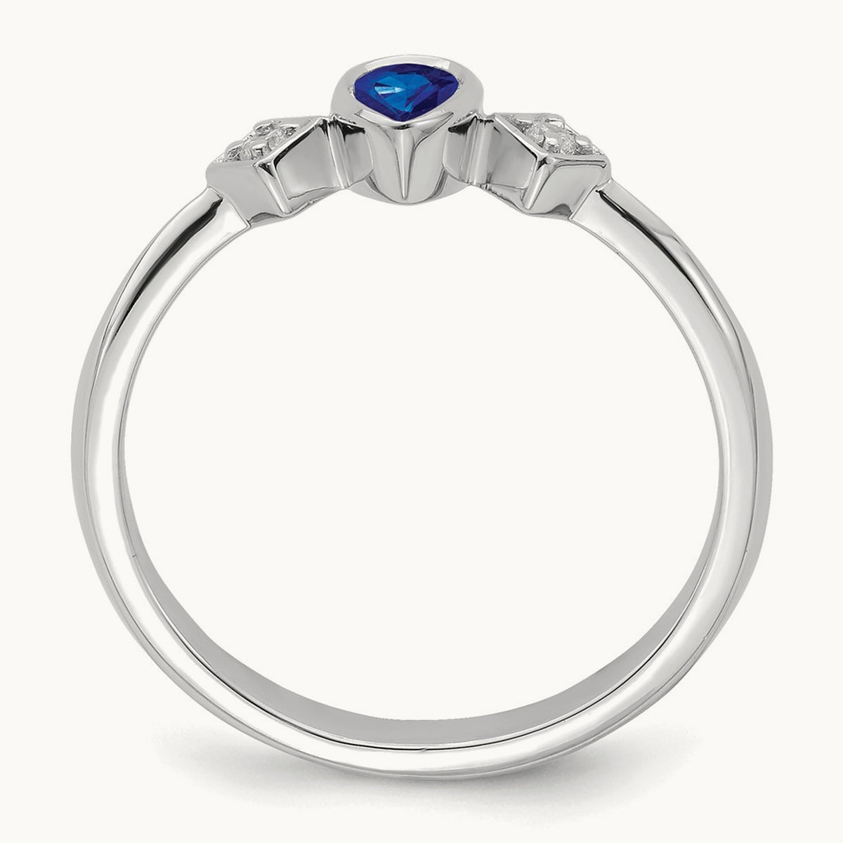 Pear Bezel Sapphire and Diamond Ring — 14K White Gold, 7