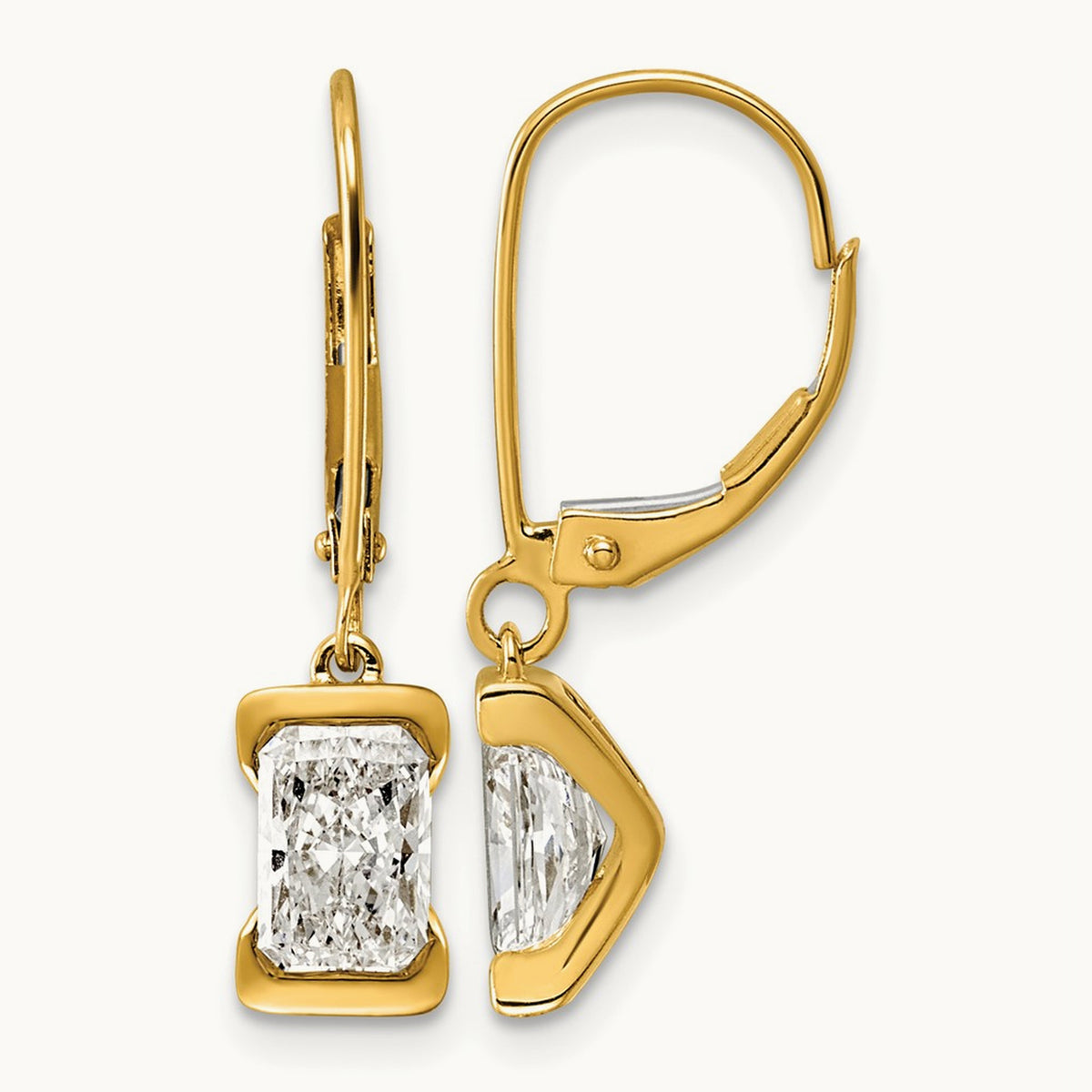 Emerald Leverback Earrings, 2.00 ct tw Lab-Grown Diamond