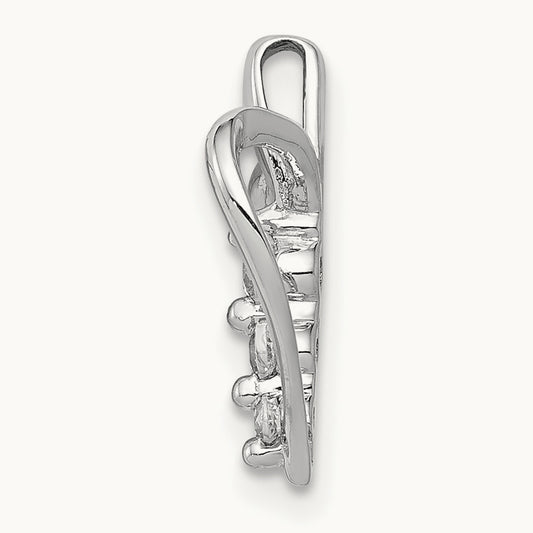 1/10ct. Diamond 3-stone Heart Pendant, 14K White Gold