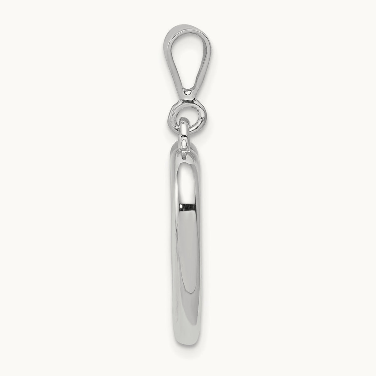 Solid Polished Heart Pendant, 14K White Gold