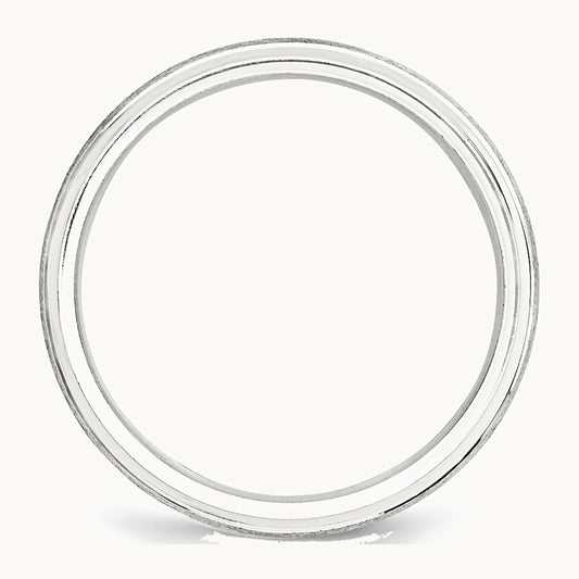 Sterling Silver 6mm Brushed Domed with Grooved Beveled Edge Fancy Band