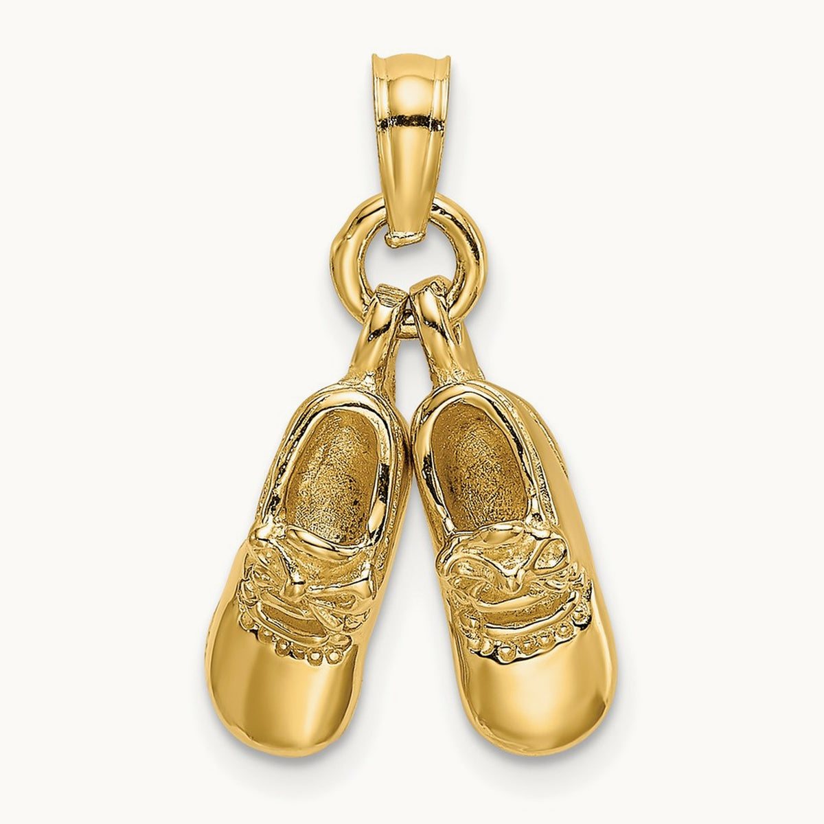 3-D Moveable Baby Booties Charm, 14K