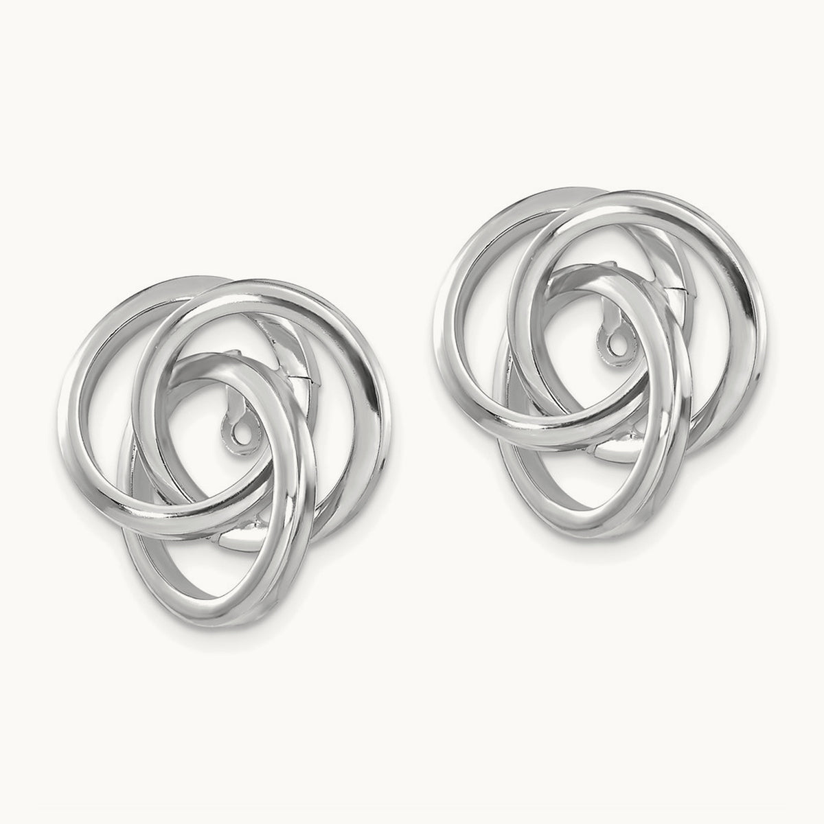 Polished Love Knot Earring Jackets — 14K White Gold, 18mm